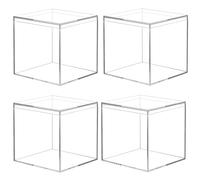 Mitening 4 Pezzi Scatola Acrilica con Coperchio, Piccole Scatole Acriliche Trasparenti Scatole Regalo a Cubo in Acrilico per Conservare Cgioielli, Dolciumi, Giocattoli, Bomboniere, 10 x 10 x 10 cm