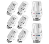 Mitening: 8 Pezzi Valvole Termostatiche per Termosifoni, Filetto M30 x 1,5 MM, Testa Termostatica con Posizione Anti-Gelo