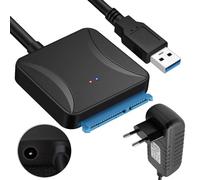 Mitening Adattatore SATA, Cavo USB 3.0 a SATA UASP, 1 m, Nero, per HDD/SSD da 2,5" / 3,5", con Alimentatore EU 12V/2A, per PC, Console di Gioco, Televisore, Laptop