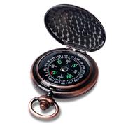 Mitening Bussola da esterno, bussola tascabile portatile in ottone, bussola da marcia classica impermeabile, orologio da tasca con apertura a scatto con numeri luminosi per campeggio, escursionismo