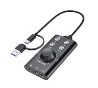 Mitheuum Scheda Audio Streaming Karaoke Nero | Surround a 7.1 canali adatto a streaming live, karaoke e giochi su dispositivi mobili per esperienze immersive.