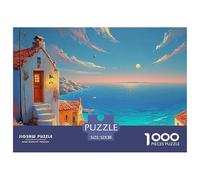 Mithymna Greece White Walls with Red Tile Roofs 1000 Pezzi Carta Ecologica Resistente Puzzle Premium Mediterranean Coastal Village Impossibilmente Difficile Gioco Creativo Puzzle Per Adulti E Bambini