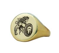 mitico anello di Achille di forma rotonda | argento sterling 925 placcato oro | gioielli da regalo, anelli con sigillo in stile vintage, gioielli fatti a mano ipoallergenici| LK_PDR_01766_7.5