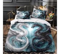 Mitico Drago Set Di Copripiumino 3 Pezzi stampa 3D microfibra traspirante con cerniera fantasy Creature Set Di Copripiumino con federa per cuscini morbido for coppie King（220x240cm）