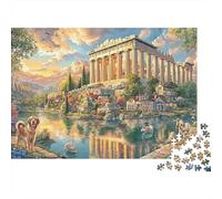Mitico paesaggio greco 1000 Pezzi Puzzle Premium in Cartone Extra Often Per Tempio riflessione tramonto Adulti Allenamento Della Concentrazione Decorazione Da Parete Regalo 70x50cm/1000pcs