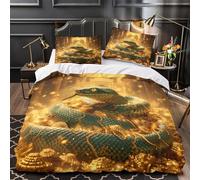 Mitico Serpent Copripiumino 3 Pezzi stampa di 3D microfibra morbida con cerniera fantasy Set Di Copripiumino cerniera ariosa traspirante for ragazzi Double（200x200cm）