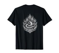 Mitico Serpente Naga in Un Design Vintage Anni '90 Washout Maglietta