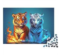 Mitico Tigre Fuoco 1000 Tigre di ghiaccio di fuoco Pezzi Puzzle Cartone Riciclato Idea Coppia Attività Top Valutato Regalo Divertente Anniversario Sfida Adolescenti 38x26cm/1000pcs