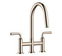 Mitigeur pont à trois trous Dornbracht VAIA à commande par tirage vers le bas avec fonction douche, portée de 240 mm, 19870809-47, 19870809-47, Colorazione: Champagne