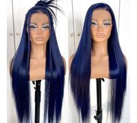MITIMES 13x6 Blu Scuro Dritto HD Lace Front Parrucca Pre-pizzicata Glueless Long Straight Blue Lace Front Parrucche sintetiche Wear and Go Lace Front Parrucche