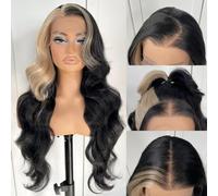 MITIMES 13x6 Skunk Stripe Parrucca Glueless Lace Front Parrucche Pre pizzicate Sintetico Body Wave parrucca bionda Wear and Go parrucca anteriore in pizzo per le donne nere