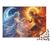 Mito d'Amore del Sole e della Luna Puzzle in Legno 500 Pezzi Adulti E Ragazzi,Sfida Impossibile,Gioco Educativo,dai 14 Anni,Decorazione Casa,Idea Regalo,Legno,Antistress (52x38cm)