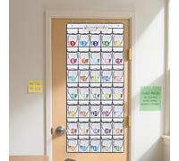 MiToBeLe Contenitore per cuffie in classe, da appendere alla porta, con adesivi digitali, 35 tasche trasparenti in PVC con 4 ganci per cuffie organizer per aule