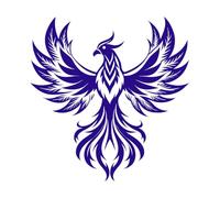 mitologia dell'uccello fenice ascendente nell'arte Murales e adesivi murali in vinile 67.2x69.8cm Decorazione negozio Blu scuro