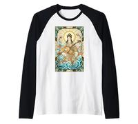 Mitologia Giapponese Dea della Musica Benzaiten Stained Glass Maglia con Maniche Raglan