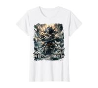 Mitologia Giapponese Guerra Dio delle tempeste e dei Mari Susanoo Maglietta con Stampa Grafica Economica, Donna, Bianco, XL