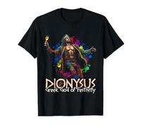 Mitologia Greca di Dioniso Maglietta con Stampa Grafica Economica, Uomo, Nero, XL