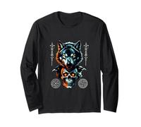 Mitologia nordica corvo di Odino il suo lupo - Vichinghi Maglia a Manica