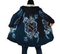 Mitologia nordica martello di Thors Giacca con cappuccio da uomo in lana calda Giacca invernale di media lunghezza con tatuaggio vichingo Caldo cappotto con cappuccio ( Color : Thor A88 , Size : 4XL )