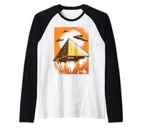 Mitologia Piramidale UFO Psichedelico Extraterrestre Maglia con Maniche Raglan