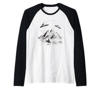 Mitologia Piramidale UFO Psichedelico Extraterrestre Maglia con Maniche Raglan