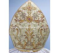 Mitra Pastorale Bishop's Mitre Ricamo MetALLIC GOLD Nuovo