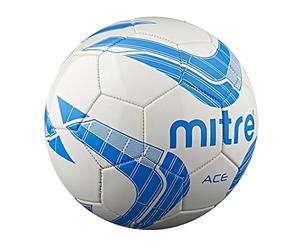 Mitre Ace - Pallone da calcio per partite amatoriali, Bianco (Bianco/Blu), mini