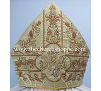 MITRE Bishop's Mitre METALLIC GOLD Ricamo IHS Mitra NEW