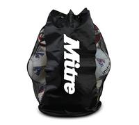 Mitre Borsa da calcio in rete, può contenere 12 palloni, cinghie regolabili, pannelli ventilati, colore nero, taglia unica