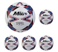 Mitre Impel Pallone da futsal, da interno, a basso rimbalzo, bianco/nero/rosso bib, 4 (Confezione da 5)