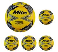 Mitre Impel Pallone da futsal, da interno, a basso rimbalzo, giallo fluo/nero/grigio circular, 4 (Confezione da 5)