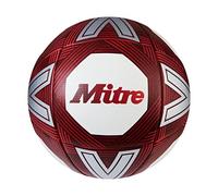 Mitre Intent Pallone da calcio da allenamento, presa e controllo ottimi, struttura resistente, bianco/rosso, 5