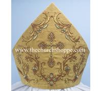 MITRE NEW Con Ricamo CROSS GIALLO Mitra Da Vescovo Mitra Bishop's