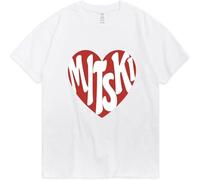 Mitski Heart Logo Graphic T Shirt Unisex Street Hip Hop Couple Fashion Trendy Tops Summer Short Sleeve White L