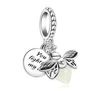 MITSOKU 925 Sterling Silver Charms Bracciali Collane Glow-in-the-dark Firefly Pendente Perline, Charms Gioielli Regalo per le Donne Ragazze