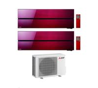 Mitsubishi Climatizzatore Dual Split Kirigamine MSZ-LN Rosso 9+12 con MXZ-2F53VF3 Inverter R-32 Wi-Fi