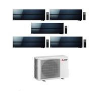 Mitsubishi Climatizzatore Penta Split Kirigamine MSZ-LN Nero 9+9+9+9+18 con MXZ-5F102VF Inverter R-32 Wi-Fi