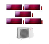Mitsubishi Climatizzatore Penta Split Kirigamine MSZ-LN Rosso 9+9+9+9+18 con MXZ-5F102VF Inverter R-32 Wi-Fi Classe A++