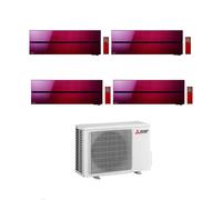 Mitsubishi Climatizzatore Quadri Split Kirigamine MSZ-LN Rosso 9+9+12+12 con MXZ-4F72VF3 Inverter R-32 Wi-Fi Classe A++