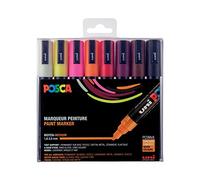 Mitsubishi Pencil, 8 pennarelli Posca PC5M, punta conica, colori caldi, Posca a punta media, pennarelli per pittura a base d'acqua per tutte le superfici, per carta, tessuto, vetro, ciottoli, legno