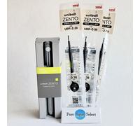 MITSUBISHI PENTIL uniball ZENTO Signature Model Silver 0,38 mm e set di 3 ric...