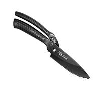 MITSUMOTO SAKARI Forbici da cucina giapponesi da 4,7 pollici, cesoie da cucina in titanio nero, resistenti, multiuso in acciaio inox per pollo, carne, osso, pesce