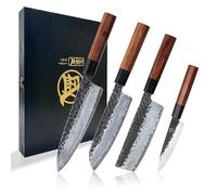 MITSUMOTO SAKARI Set Coltelli da Cucina 4 Pezzi, Set di Coltelli da Cucina Professionali Forgiati a Mano, Coltello Giapponese ad alto Contenuto di Carbonio (Scatola di legno Boutique)