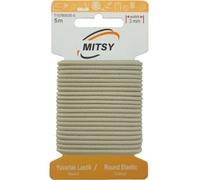 MITSY Elastico rotondo resistente agli strappi, elastico in gomma per cucire, larghezza 3 mm, 5 m, colore beige, forte e rotondo, in gomma per pantaloni, per la casa, il fai da te, tessuti da vicino