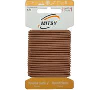 MITSY Elastico rotondo resistente agli strappi, elastico in gomma per cucire, larghezza 3 mm, 5 m, colore marrone, forte e rotondo, in gomma per pantaloni, per la casa, il fai da te, tessuti da vicino
