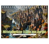 Mittelalterliche Städte und Burgen (Tischkalender 2026 DIN A5 quer), CALVENDO Monatskalender: Einladung zu einer Zeitreise ins Mittelalter