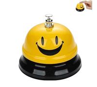 MITUMORMOR Campanello da tavolo in metallo, giallo, grande, da appendere, classico, decorativo, campana di servizio, campanello da cucina, ristorante, bar, senza batterie