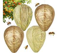 MITUMORMOR Nido di vespe, 4 pezzi, finto nido di vespe, nido di corno, da appendere, resistente all'umidità, per allontanare le vespe davanti a casa, giardino, all'aperto