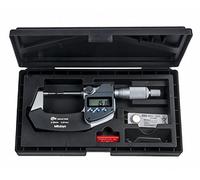 MITUTOYO - Micrometro digitale con superfici di contatto ribassate, Intervallo di misurazione: 0-25 mm 0-25