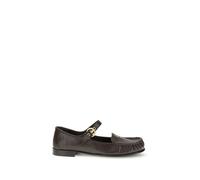 Miu Miu Brown Calf Leather Bos Taurus Slip-On Loafers - EU36.5/US6.5